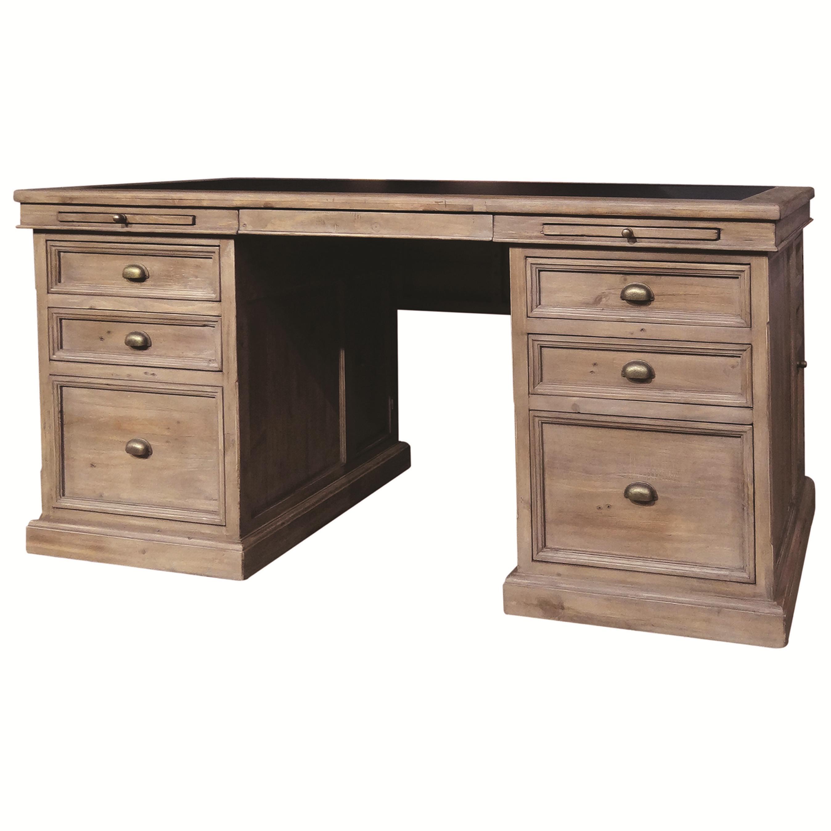 Wide desk online with drawers